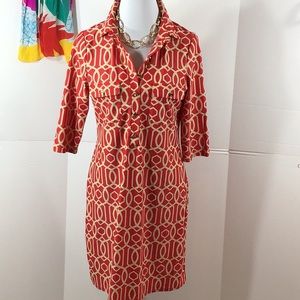 Jude Connally red/tan shift dress